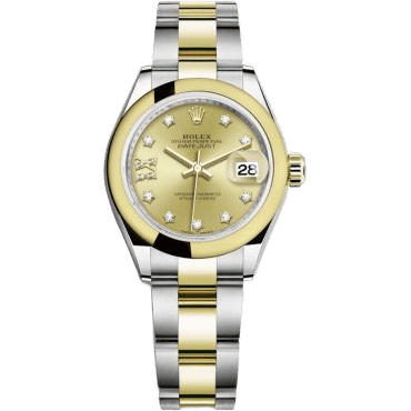 Rolex Lady-Datejust 28 Rolesor Yellow Domed / Oyster / Champagne Diamond 279163-0021