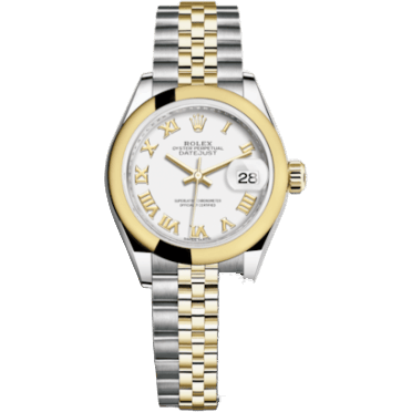 Rolex Lady-Datejust 28 Rolesor Yellow Domed / Jubilee / White Roman 279163-0023