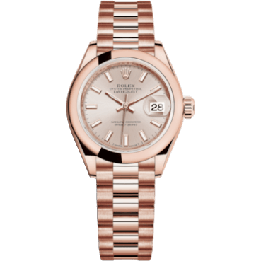 Lady-Datejust 28 Everose Domed / President / Sundust