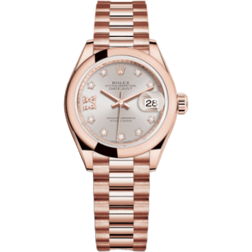 Lady-Datejust 28 Everose Domed / President / Sundust Diamond