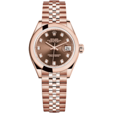 Lady-Datejust 28 Everose Domed / Jubilee / Chocolate Diamond