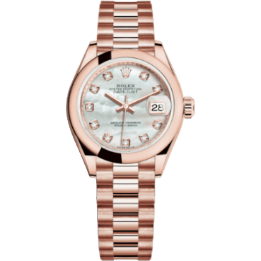 Lady-Datejust 28 Everose Domed / President / MOP