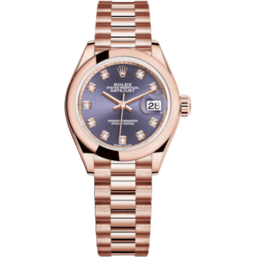 Lady-Datejust 28 Everose Domed / President / Aubergine