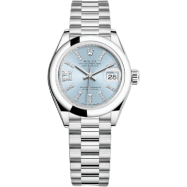 Rolex Lady-Datejust 28 Platinum Domed / President / Ice Blue Diamond 279166-0002