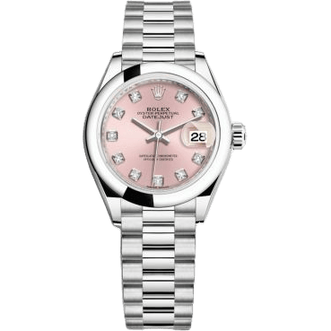 Rolex Lady-Datejust 28 Platinum Domed / President / Silver Diamond 279166-0005