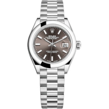 Rolex Lady-Datejust 28 Platinum Domed / President / Dark Grey 279166-0009