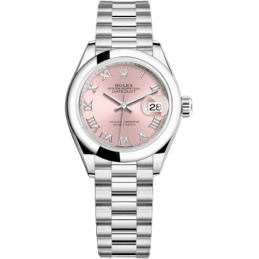 Rolex Lady-Datejust 28 Platinum Domed / President / Pink Roman 279166-0012