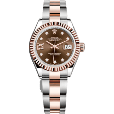 Rolex Lady-Datejust 28 Rolesor Rose Fluted / Oyster / Chocolate Diamond 279171-0004