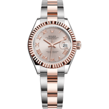 Rolex Lady-Datejust 28 Rolesor Rose Fluted / Oyster / Sundust Roman 279171-0006