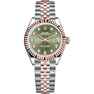 Rolex Lady-Datejust 28 Rolesor Rose Fluted / Jubilee / Olive Diamonds 279171-0007