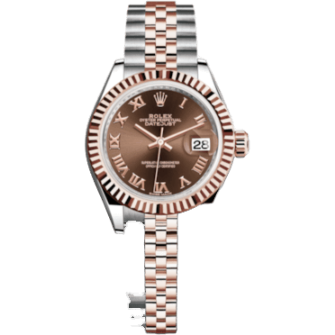 Rolex Lady-Datejust 28 Rolesor Rose Fluted / Jubilee / Chocolate Roman 279171-0009