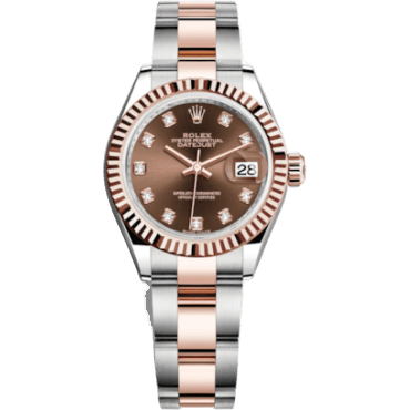 Rolex Lady-Datejust 28 Rolesor Rose Fluted / Oyster / Chocolate Diamond 279171-0012