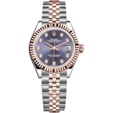Rolex Lady-Datejust 28 Rolesor Rose Fluted / Jubilee / Aubergine Diamonds 279171-0015
