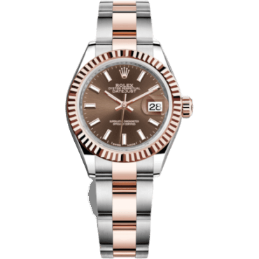 Rolex Lady-Datejust 28 Rolesor Rose Fluted / Oyster / Chocolate 279171-0018