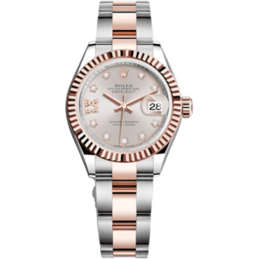 Rolex Lady-Datejust 28 Rolesor Rose Fluted / Oyster / Sundust Diamond 279171-0020
