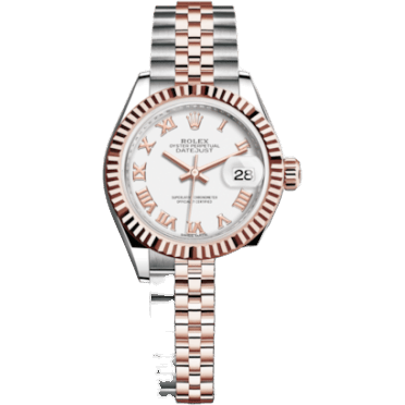 Rolex Lady-Datejust 28 Rolesor Rose Fluted / Jubilee / White Roman 279171-0021