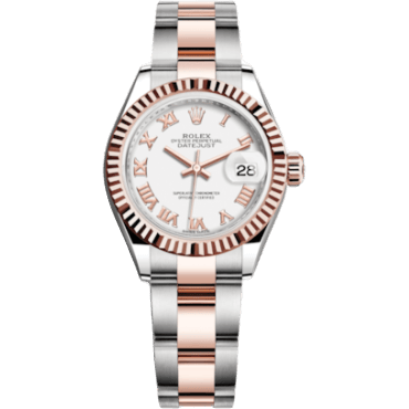 Rolex Lady-Datejust 28 Rolesor Rose Fluted / Oyster / White Roman 279171-0022