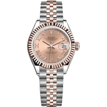 Rolex Lady-Datejust 28 Stainless Steel / Rose Gold / Fluted / Rose - Roman / Oyster 279171-0025