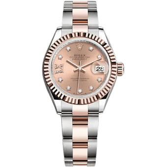 Rolex Lady-Datejust 28 Stainless Steel / Rose Gold / Fluted / Rose - Diamond / Oyster 279171-0028