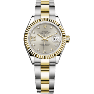 Rolex Lady-Datejust 28 Rolesor Yellow Fluted / Oyster / Silver Diamond 279173-0004