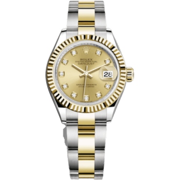 Rolex Lady-Datejust 28 Rolesor Yellow Fluted / Oyster / Champagne Diamond 279173-0012