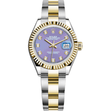 Rolex Lady-Datejust 28 Rolesor Yellow Fluted / Oyster / Lavender Diamond 279173-0018