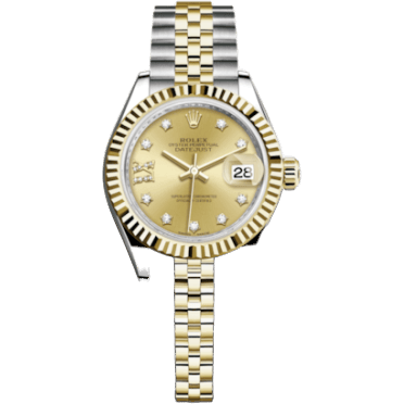 Rolex Lady-Datejust 28 Rolesor Yellow Fluted / Jubilee / Champagne Diamond 279173-0021