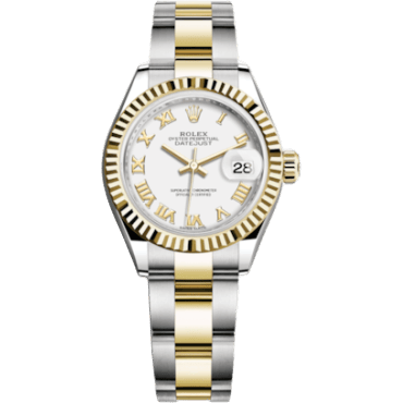 Rolex Lady-Datejust 28 Rolesor Yellow Fluted / Oyster / White Roman 279173-0024