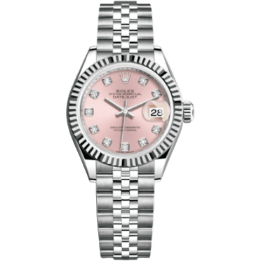 Rolex Lady-Datejust 28 Stainless Steel Fluted / Pink - Diamond / Jubilee 279174-0003