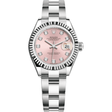 Rolex Lady-Datejust 28 Stainless Steel Fluted / Pink - Diamond / Oyster 279174-0004