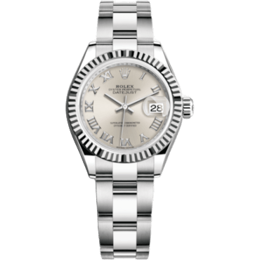 Rolex Lady-Datejust 28 Stainless Steel Fluted / Silver - Roman / Oyster 279174-0008