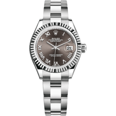 Rolex Lady-Datejust 28 Stainless Steel Fluted / Grey - Roman / Oyster 279174-0014