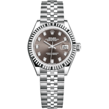 Rolex Lady-Datejust 28 Stainless Steel Fluted / Grey - Diamond / Jubilee 279174-0015