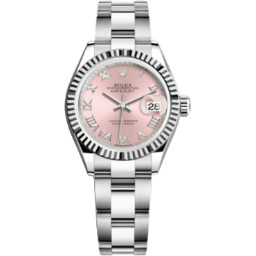 Rolex Lady-Datejust 28 Stainless Steel Fluted / Pink - Roman / Oyster 279174-0018