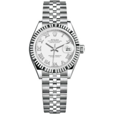Rolex Lady-Datejust 28 Stainless Steel Fluted / White - Roman / Jubilee 279174-0019