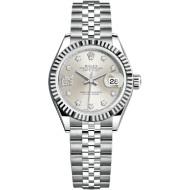 Rolex Lady-Datejust 28 Stainless Steel Fluted / Silver - Diamond / Jubilee 279174-0021