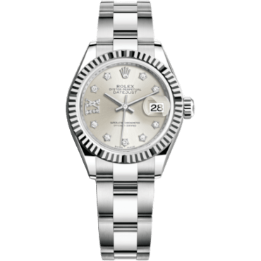Rolex Lady-Datejust 28 Stainless Steel Fluted / Silver - Diamond / Oyster 279174-0022