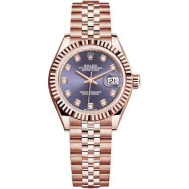 Lady-Datejust 28 Everose Fluted / Jubilee / Aubergine Diamond