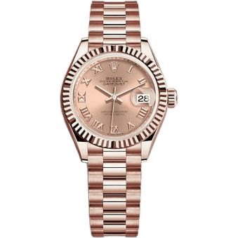 Rolex Lady-Datejust 28 Rose Gold / Fluted / Rose - Roman / President 279175-0027