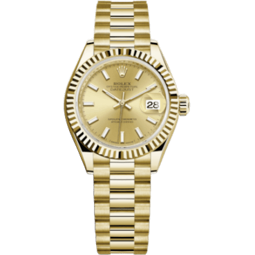 Rolex Lady-Datejust 28 Yellow Gold Fluted / President / Champagne 279178-0001