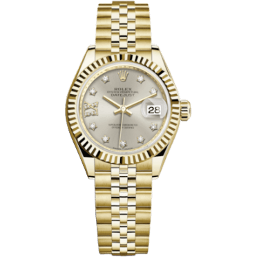 Rolex Lady-Datejust 28 Yellow Gold Fluted / Jubilee / Silver Diamond 279178-0004
