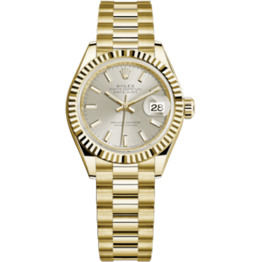 Rolex Lady-Datejust 28 Yellow Gold Fluted / President / Silver 279178-0005