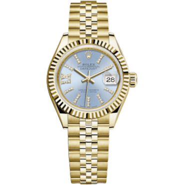 Rolex Lady-Datejust 28 Yellow Gold Fluted / Jubilee / Cornflower Diamond 279178-0010