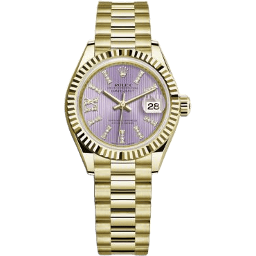 Rolex Lady-Datejust 28 Yellow Gold Fluted / President / Lilac Diamond 279178-0011