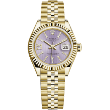 Rolex Lady-Datejust 28 Yellow Gold Fluted / Jubilee / Lilac Diamond 279178-0012