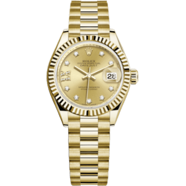 Rolex Lady-Datejust 28 Yellow Gold Fluted / President / Champagne Diamond 279178-0013
