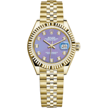 Rolex Lady-Datejust 28 Yellow Gold Fluted / Jubilee / Lavender Diamond 279178-0019
