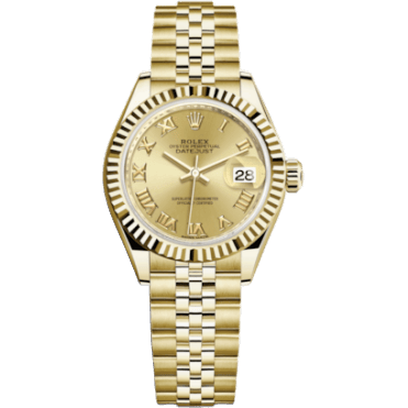 Rolex Lady-Datejust 28 Yellow Gold Fluted / Jubilee / Champagne Roman 279178-0023
