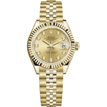 Rolex Lady-Datejust 28 Yellow Gold Fluted / Jubilee / Champagne Diamond 279178-0024