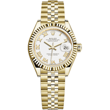 Rolex Lady-Datejust 28 Yellow Gold Fluted / Jubilee / White Roman 279178-0030